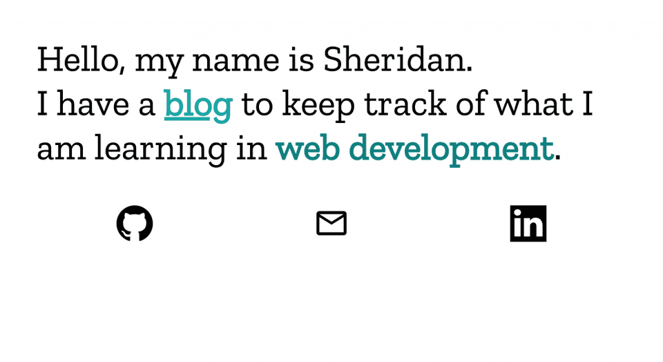 Revised mcksheridan.com landing page with the words web development in a different blue color